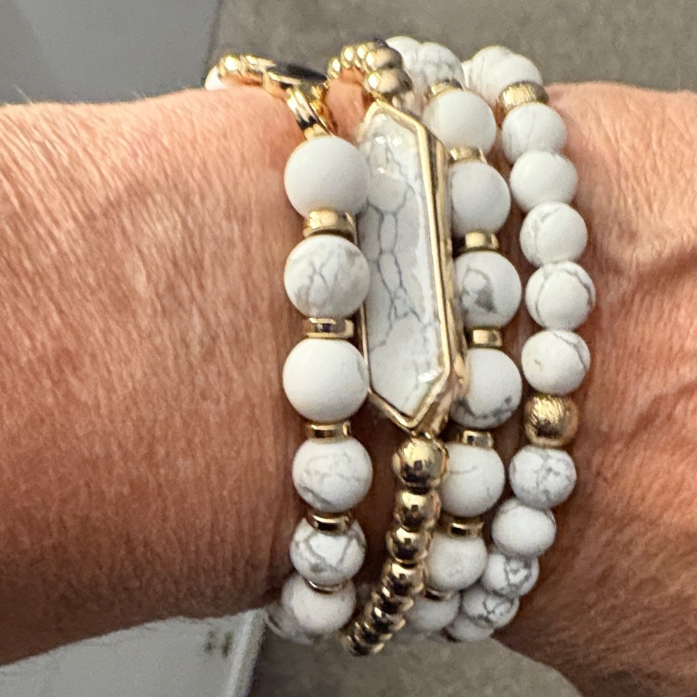 Park Lane White and Gold Marble Bracelet Set